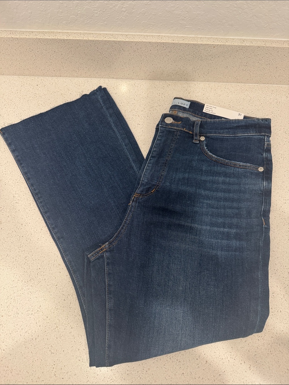 LOFT Dark Blue Kick Crop high rise Jeans